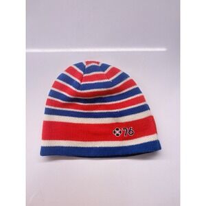 Vtg UNION 76 Gas Oil Station Winter Knit Hat Stocking Cap Beanie Blue /red